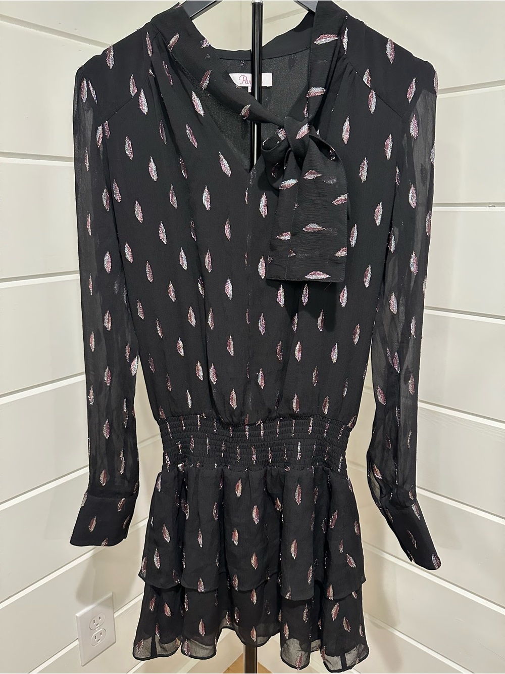Parker New York "Shelli" Metallic Smocked Mini Dress